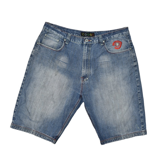 COOGI Jeans Baggy Denim Shorts Men's Size 44 Distressed Blue Cotton Embroidered - Picture 1 of 8
